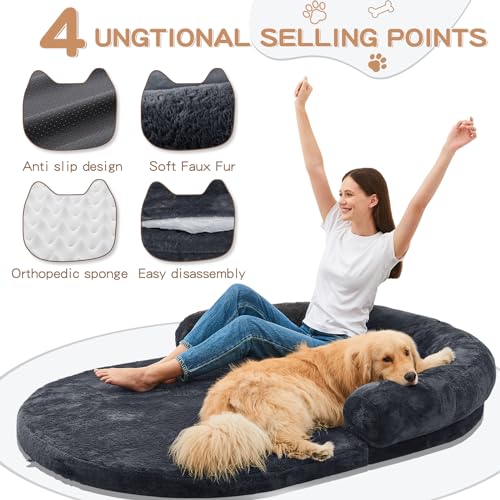 Large Dog Bed for Humans, Memory Foam Orthopedic