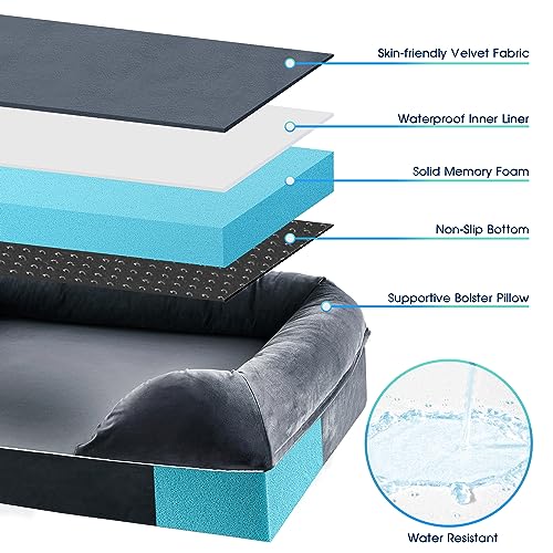 Orthopedic Memory Foam Dog Bed with Bolster Pillow