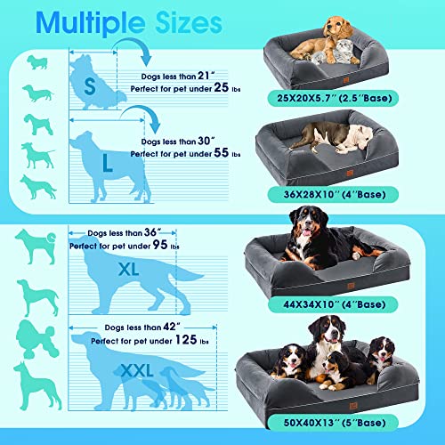 Orthopedic Memory Foam Dog Bed with Bolster Pillow