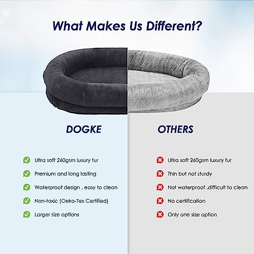 Large Luxury Fur Human Size Dog Bed, Waterproof Washable