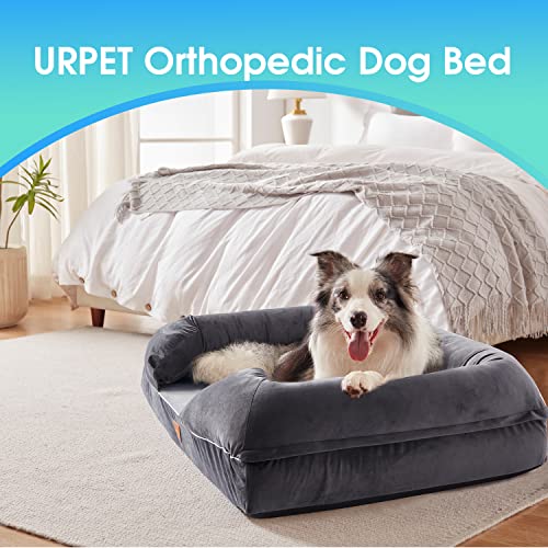 Orthopedic Memory Foam Dog Bed with Bolster Pillow