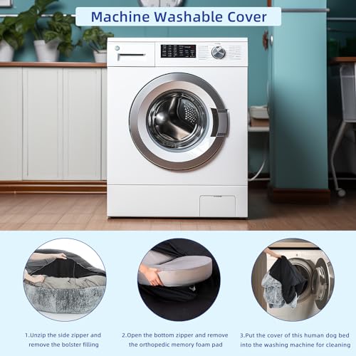 Cozy Giant Dog Bed in Grey, Orthopedic Foam Mats