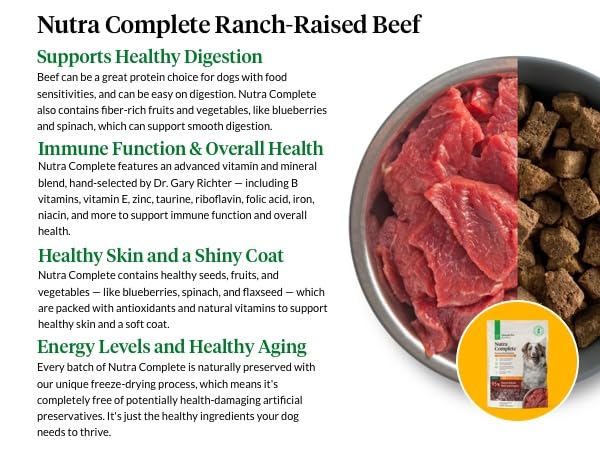 Nutra Complete Raw Dog Food with Antioxidants, Beef