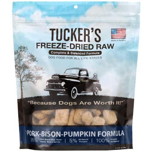 Tucker's Raw Frozen Freeze Dried Dog Food, Pork/Bison/Pumpkin 14oz