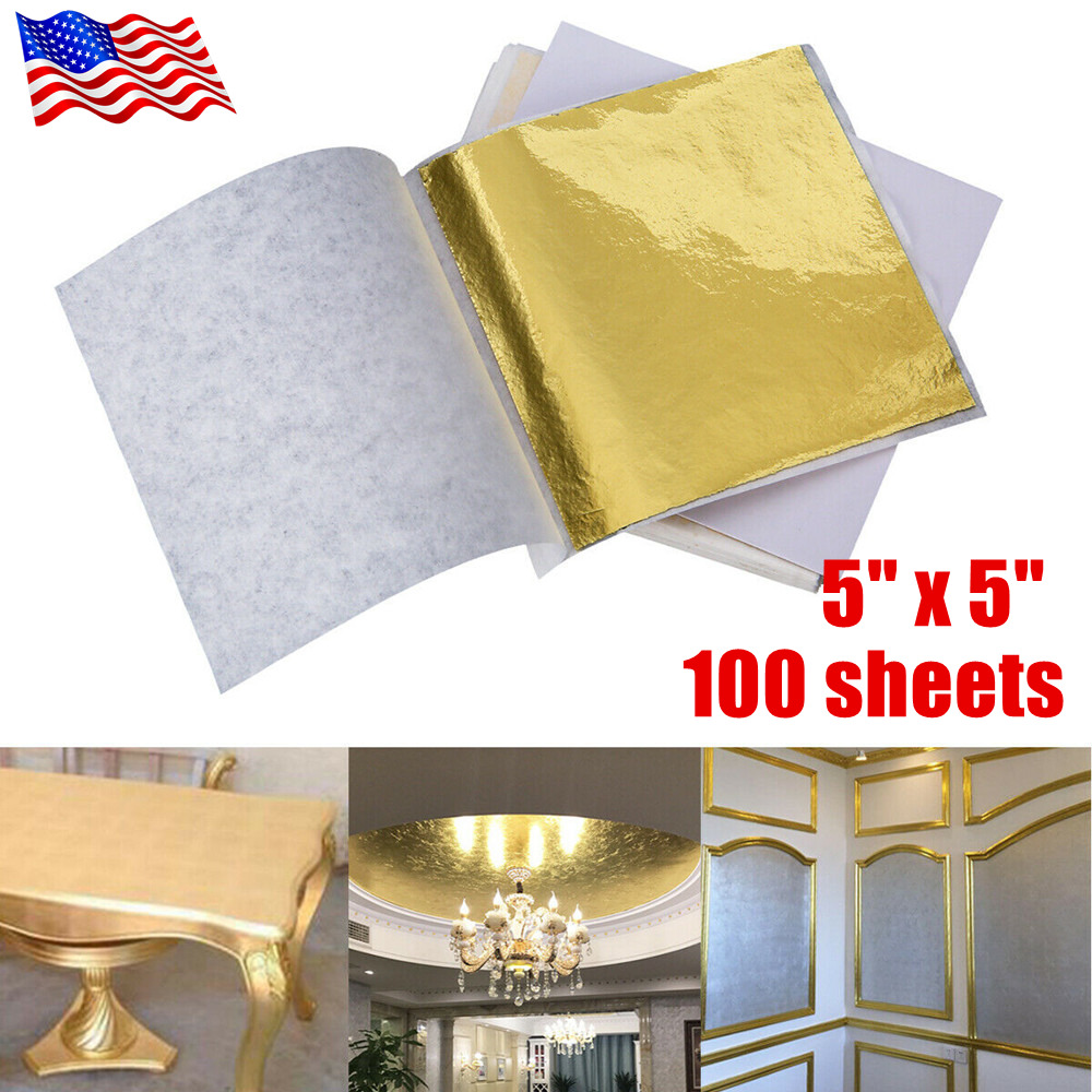 100 Imitation Gold Leaf Sheets for Crafting Décor
