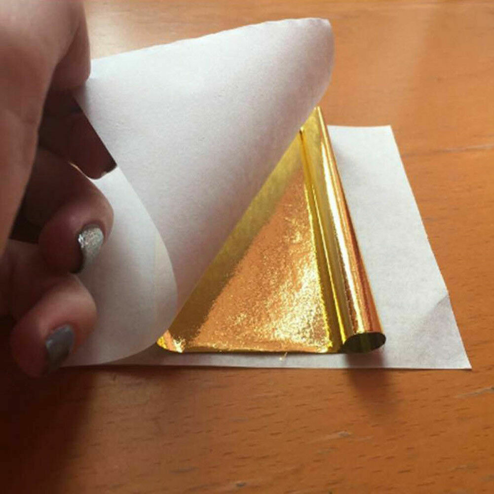 100 Imitation Gold Leaf Sheets for Crafting Décor