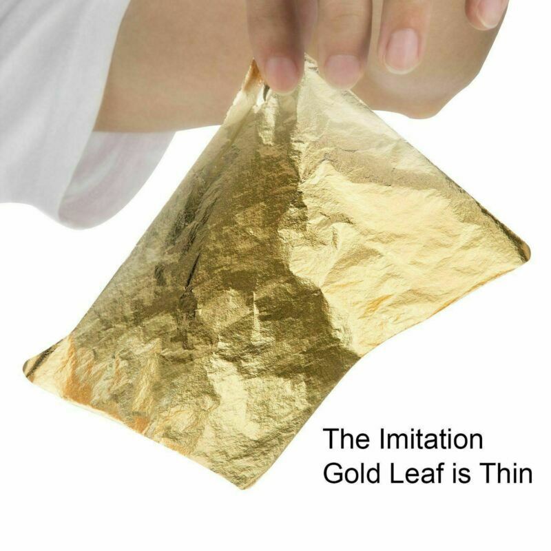 100 Imitation Gold Leaf Sheets for Crafting Décor