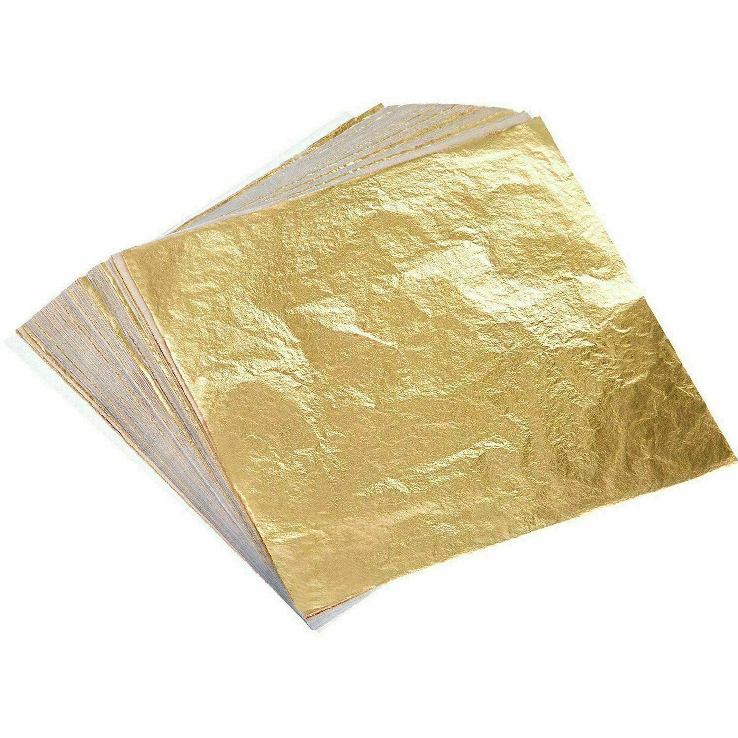 100 Imitation Gold Leaf Sheets for Crafting Décor