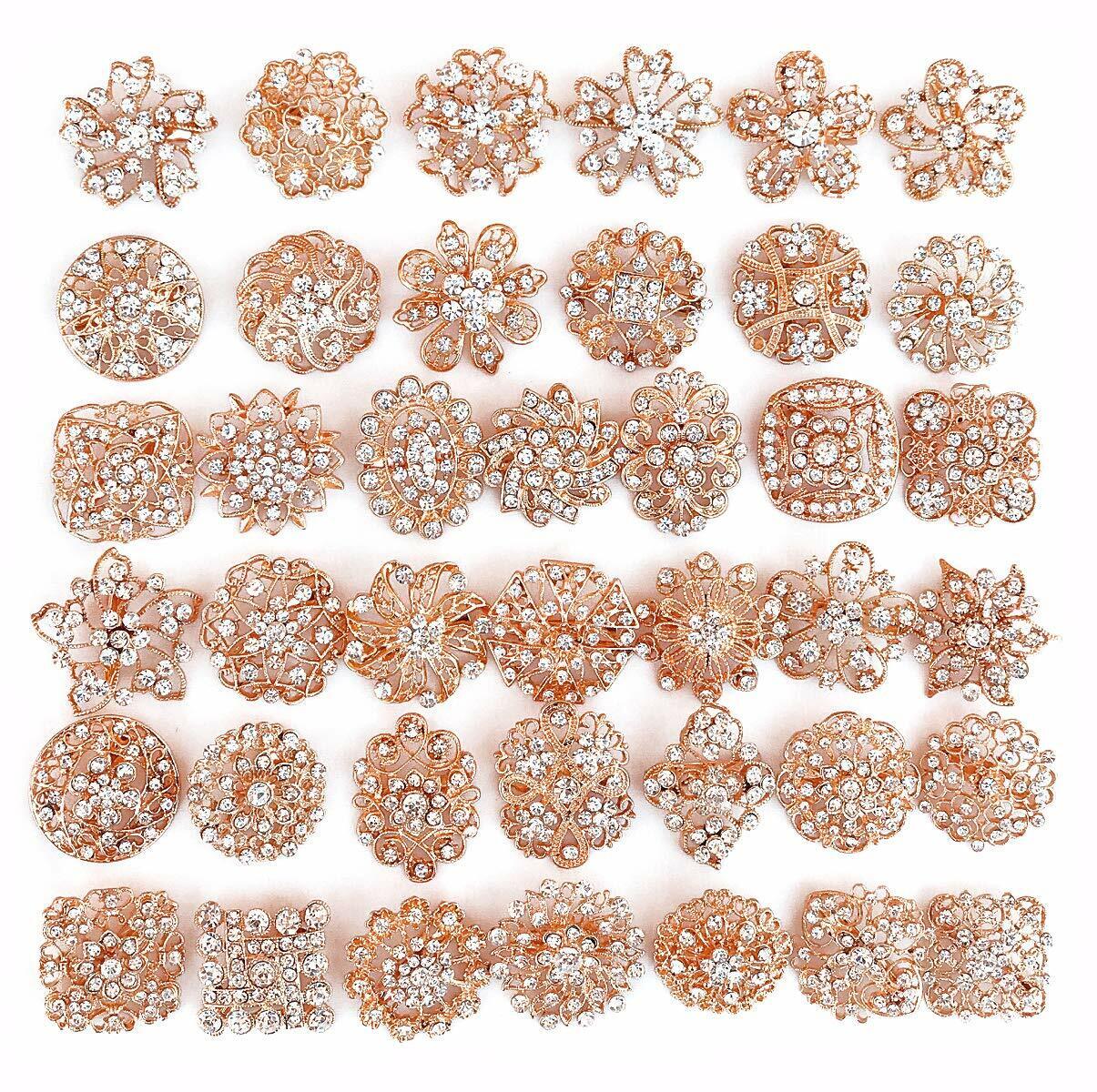 Rose Gold Rhinestone Brooch Lot (Kit)