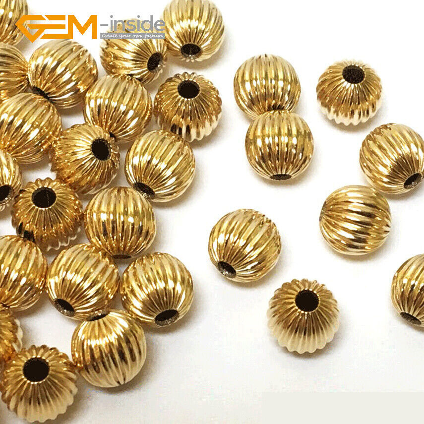 100 Corrugated 14K Gold Spacer Beads