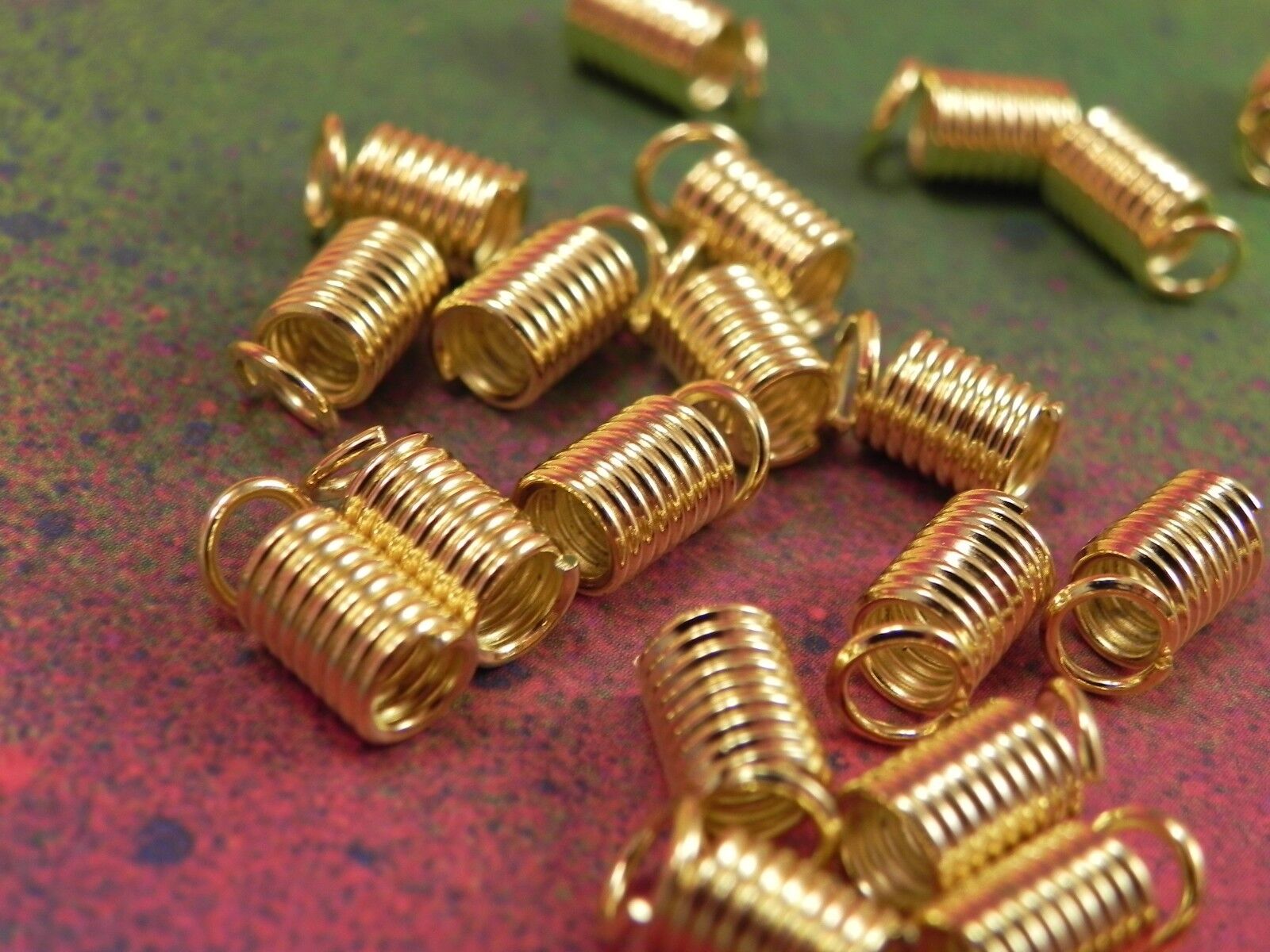200 Gold Plated Coil End Tips for Jewelry