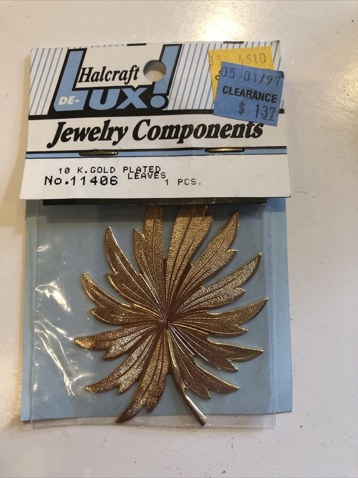 Jewelry Component-10k Gold Plated Leaf  2x3 Inches