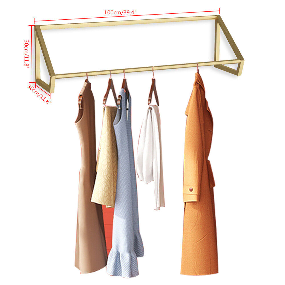 Wall-Mounted Gold Garment Rack for Modern Stores
