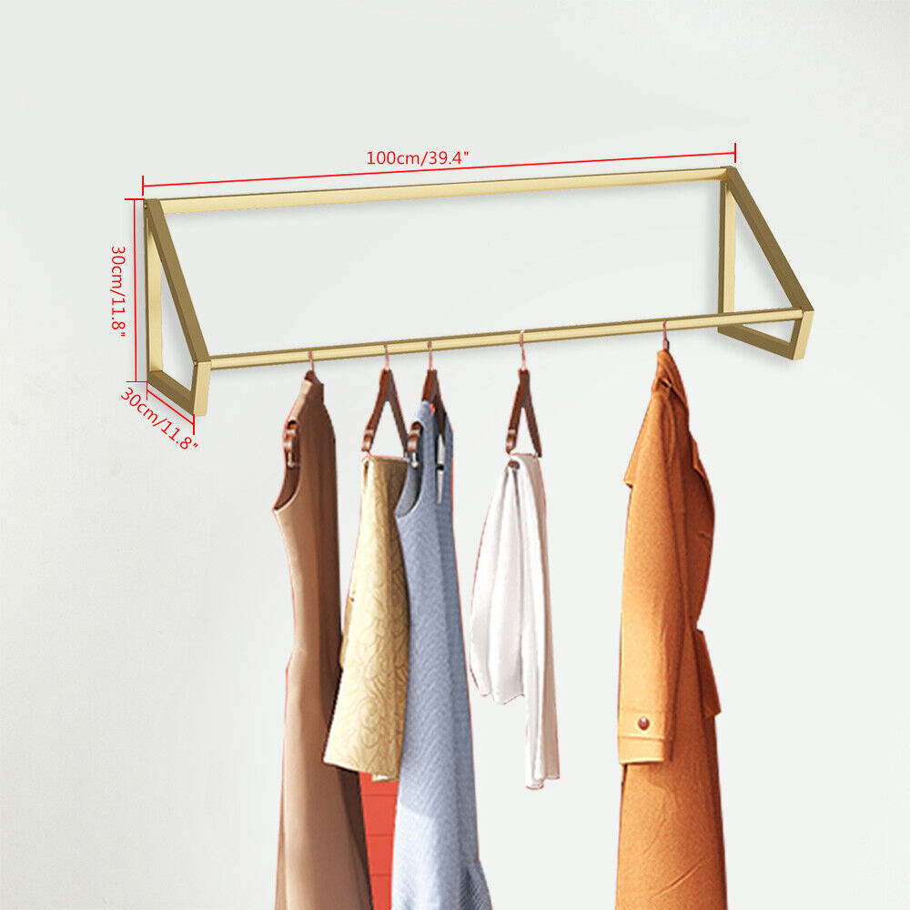 Wall-Mounted Gold Garment Rack for Modern Stores