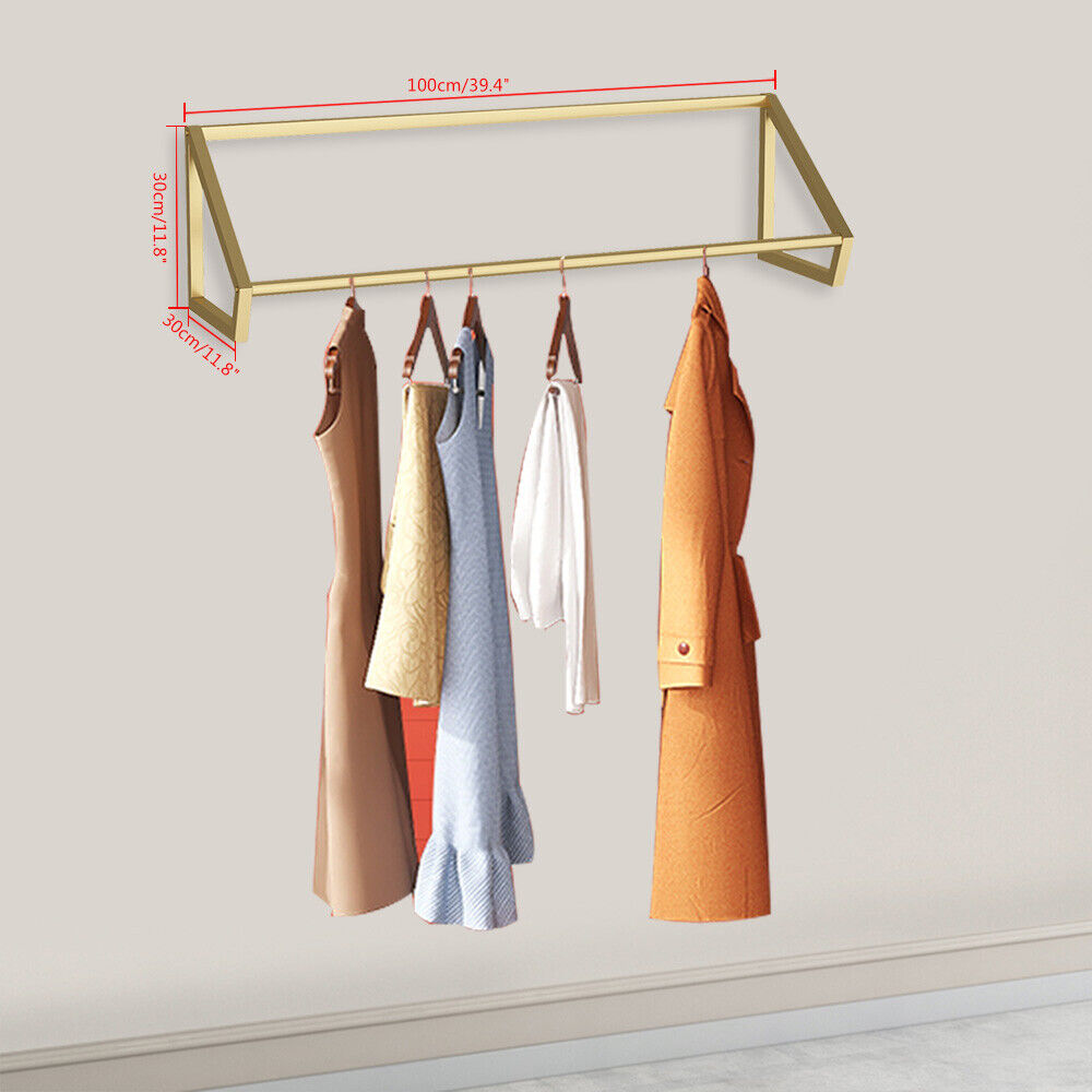 Wall-Mounted Gold Garment Rack for Modern Stores