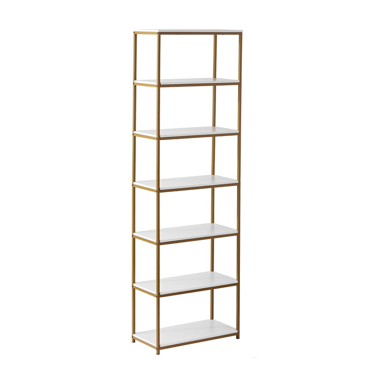 Gold Metal Frame Bookcase with Open Shelves