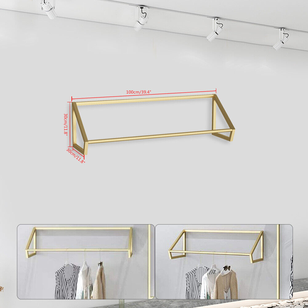 Wall-Mounted Gold Garment Rack for Modern Stores