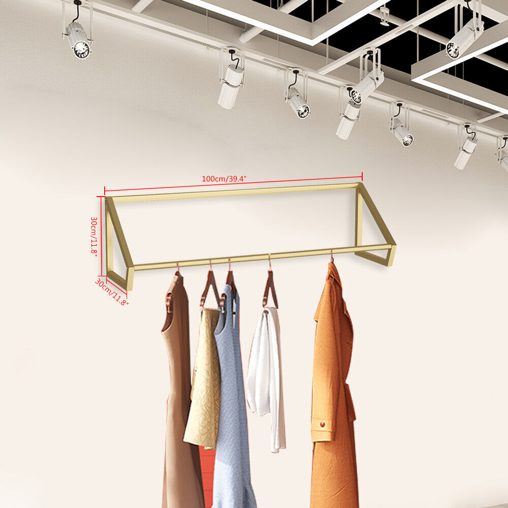 Wall-Mounted Gold Garment Rack for Modern Stores