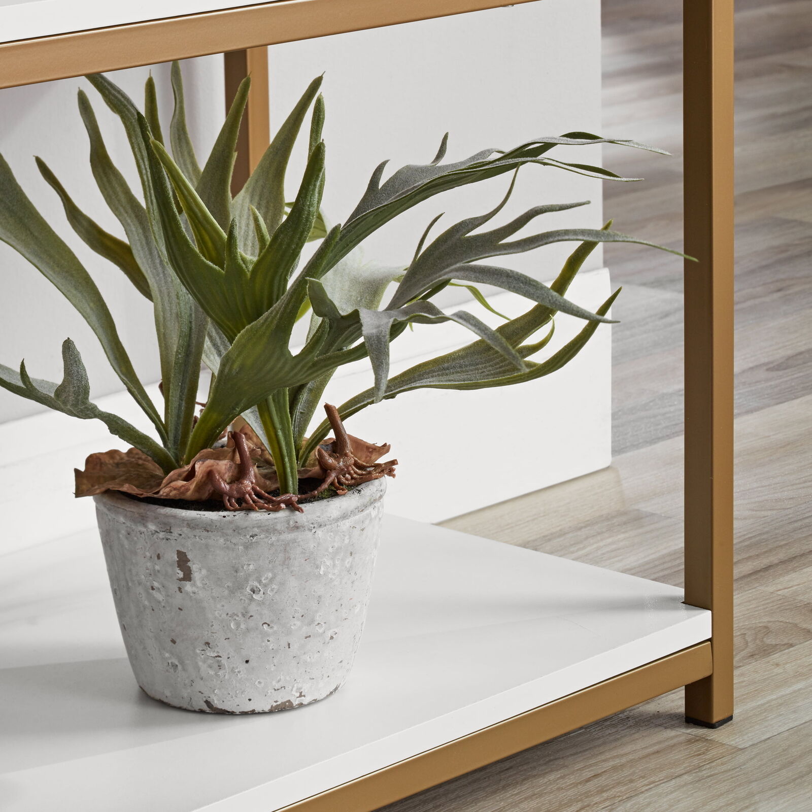 Gold Metal Frame Bookcase with Open Shelves