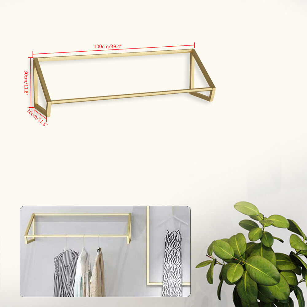 Wall-Mounted Gold Garment Rack for Modern Stores
