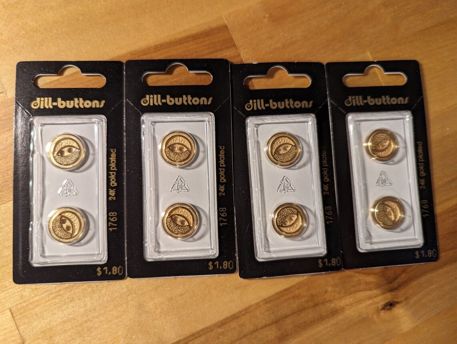Lot of 4 Dill Buttons, Gold Plated