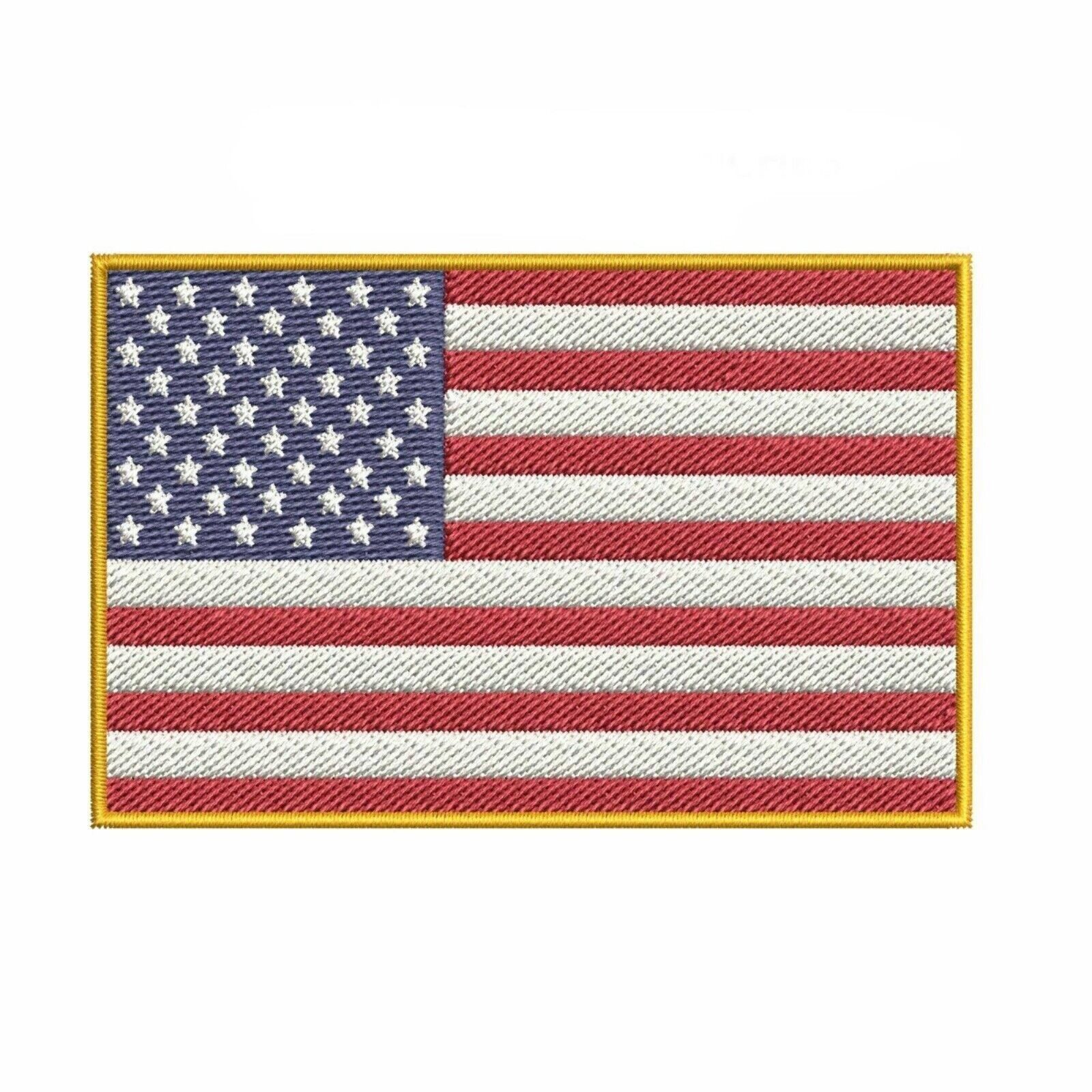 USA Flag Patch with Gold Border - Quality Embroidery