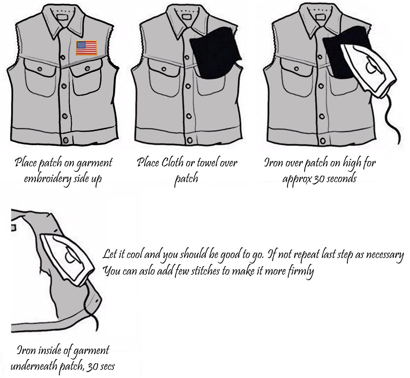 Embroidered American Flag Patch with Gold Border