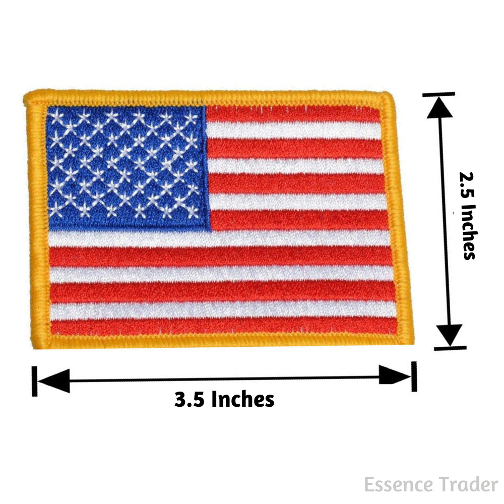 Embroidered American Flag Patch with Gold Border