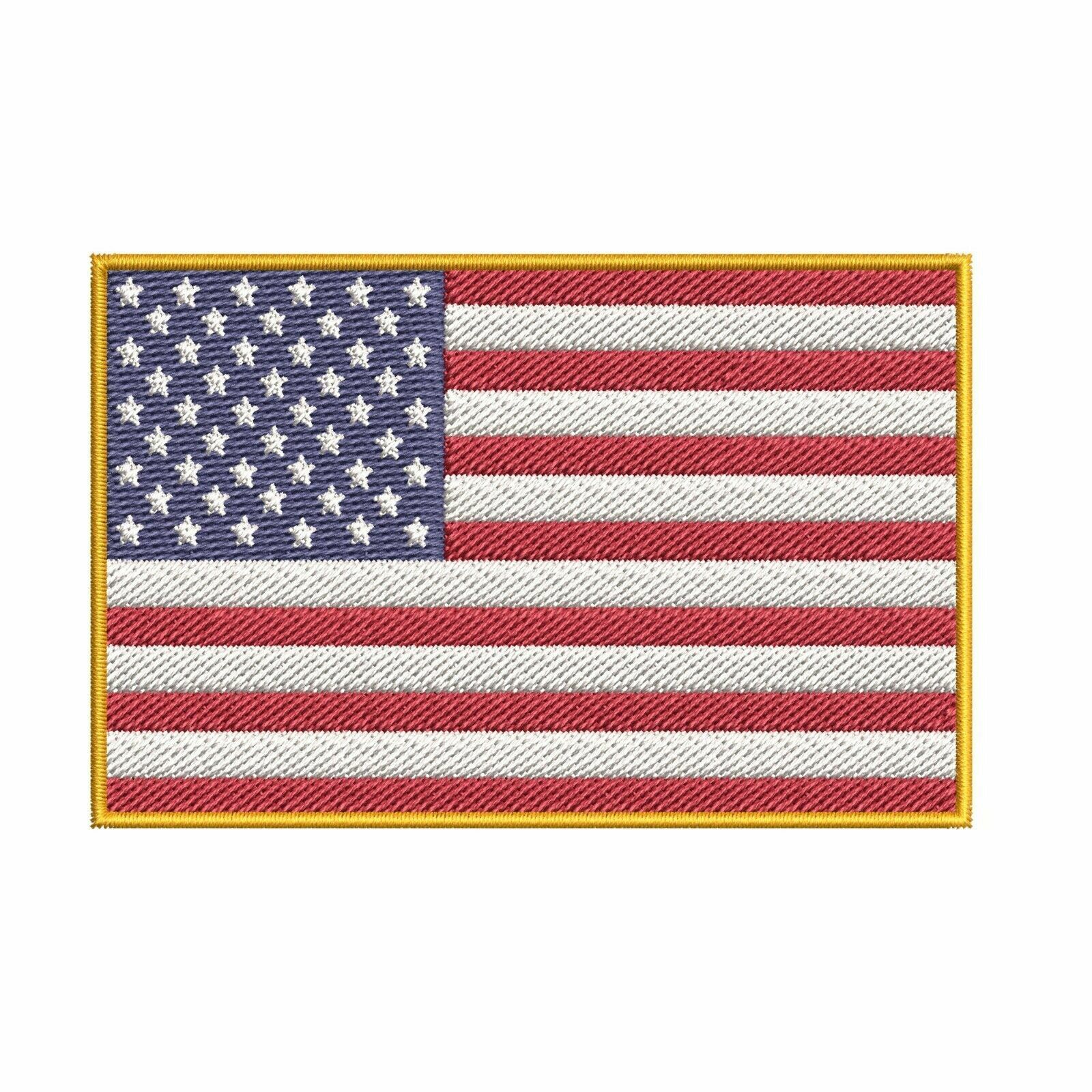 USA Flag Embroidered Patch with Gold Border