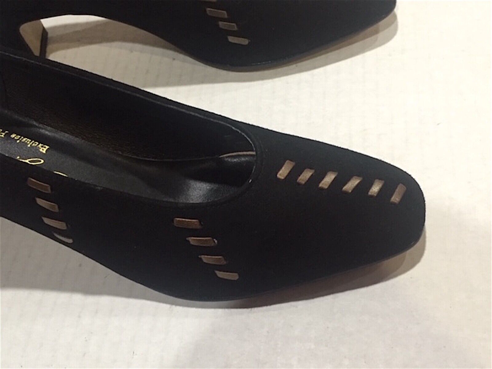 Black Suede Pumps with Bronze Accents by H.J. Redmon