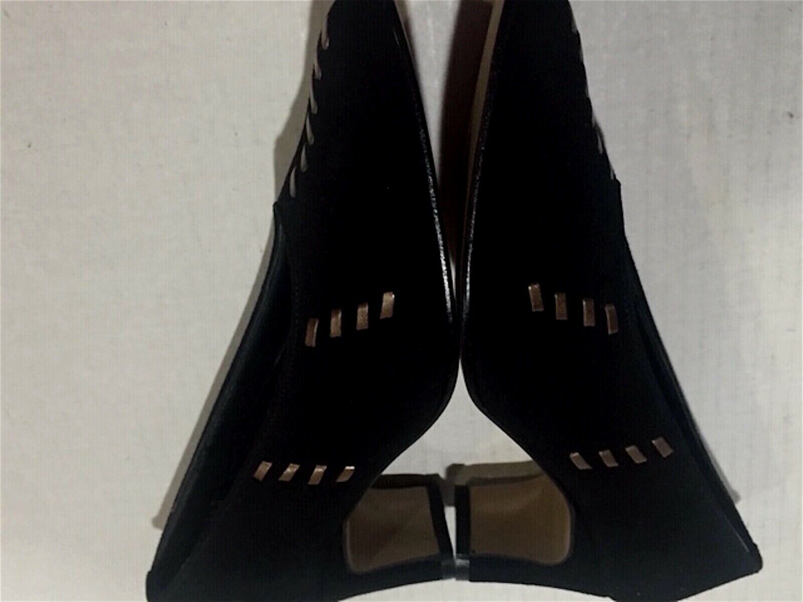 Black Suede Pumps with Bronze Accents by H.J. Redmon