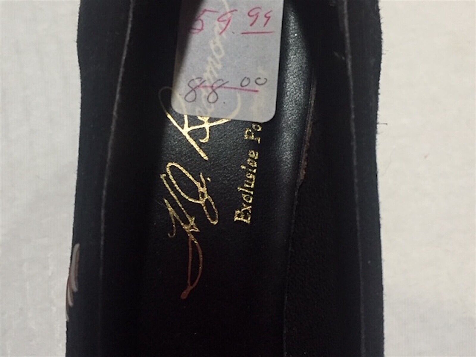 Black Suede Pumps with Bronze Accents by H.J. Redmon