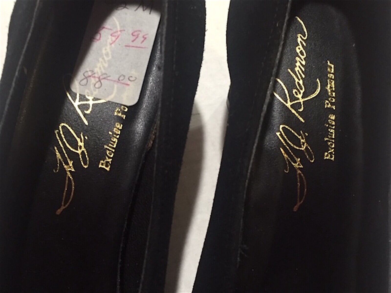 Black Suede Pumps with Bronze Accents by H.J. Redmon