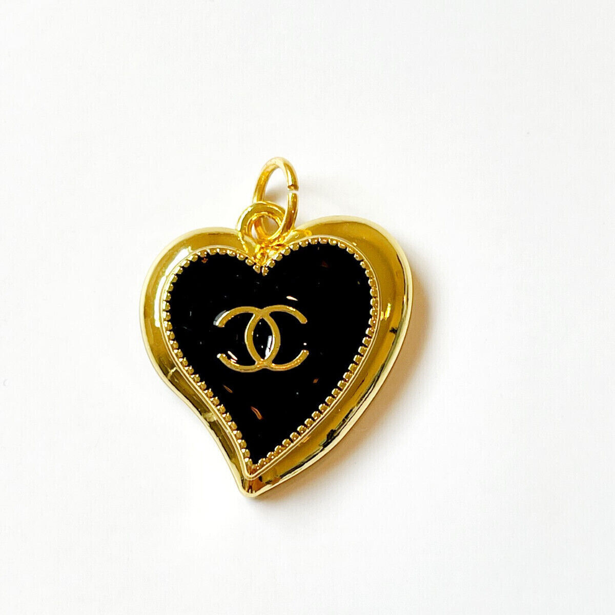 Black & Gold Designer Metal Heart Zipper Pull