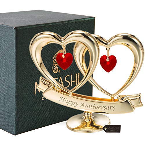 24K Gold Plated Double Heart Figurine Ornament