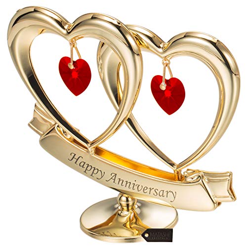 24K Gold Plated Double Heart Figurine Ornament