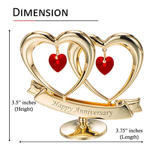 24K Gold Plated Double Heart Figurine Ornament