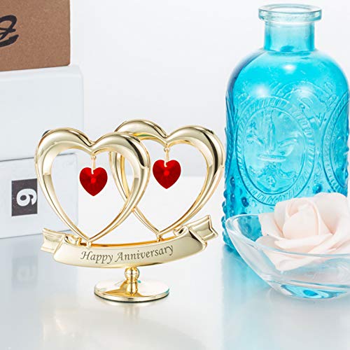 24K Gold Plated Double Heart Figurine Ornament