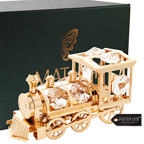 Matashi Crystal Train Ornament in 24k Gold