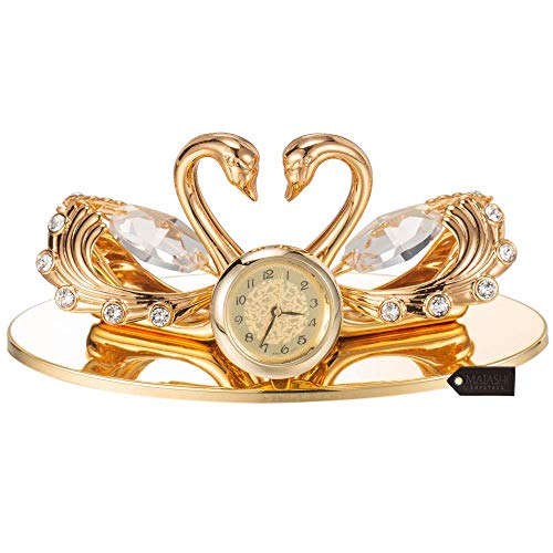 Matashi 24K Gold Plated Swan Clock Ornament