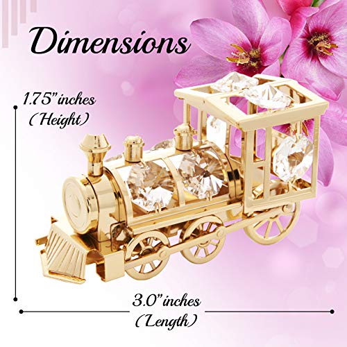 Matashi Crystal Train Ornament in 24k Gold