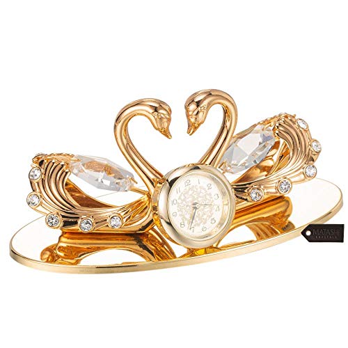 Matashi 24K Gold Plated Swan Clock Ornament