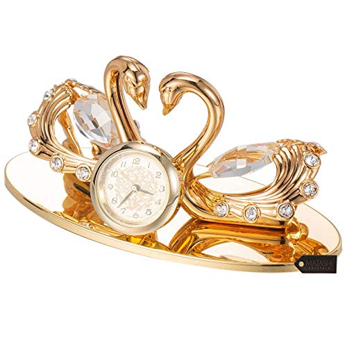 Matashi 24K Gold Plated Swan Clock Ornament