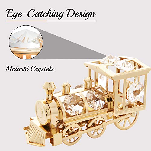 Matashi Crystal Train Ornament in 24k Gold