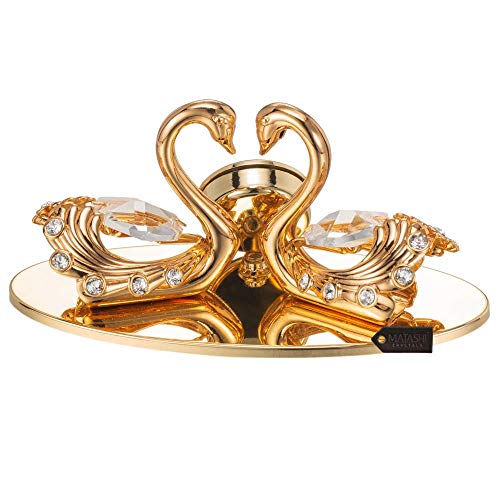 Matashi 24K Gold Plated Swan Clock Ornament