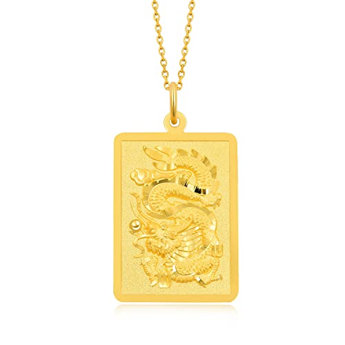 24K Solid Gold Dragon Bullion Pendant