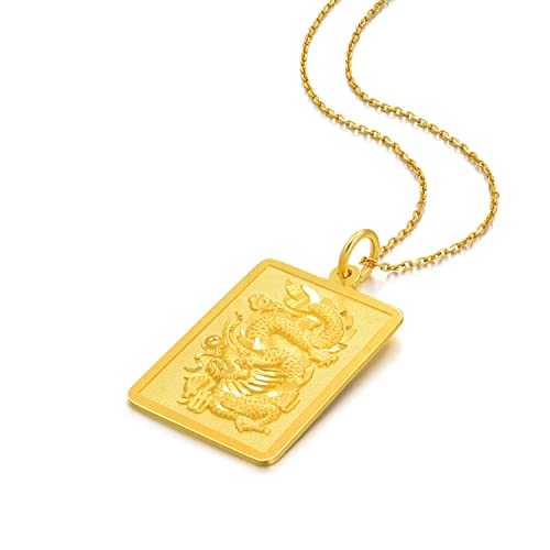 24K Solid Gold Dragon Bullion Pendant
