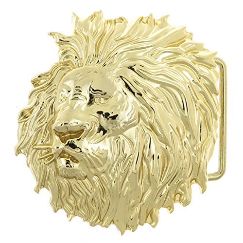 Lion Head Gold-Plated Belt Buckle