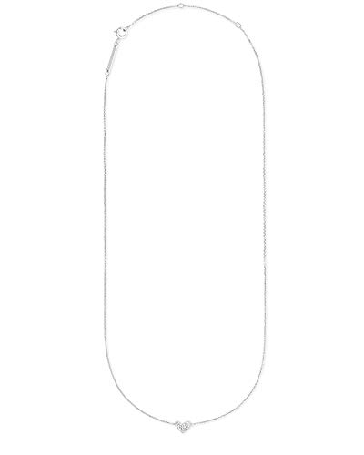 White Diamond Heart Pendant Necklace in White Gold