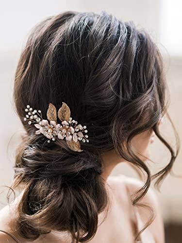 Handmade Gold Wedding Hair Comb for Brides